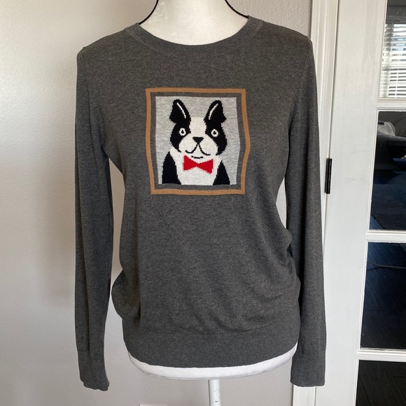 Banana Republic Sweaters - Banana Republic Gray French Bulldog Sweater sz S